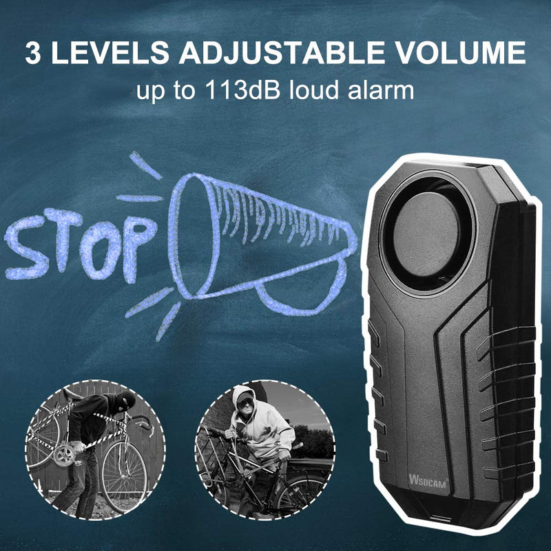 WSDCAM Bike Alarm Horn with Remote Loud 113dB, Waterproof Wireless Antitheft Vibration Bicycle Alarm with Bike Horn for Adults Mountain Bike Road Bicycle Scooter - BeesActive Australia