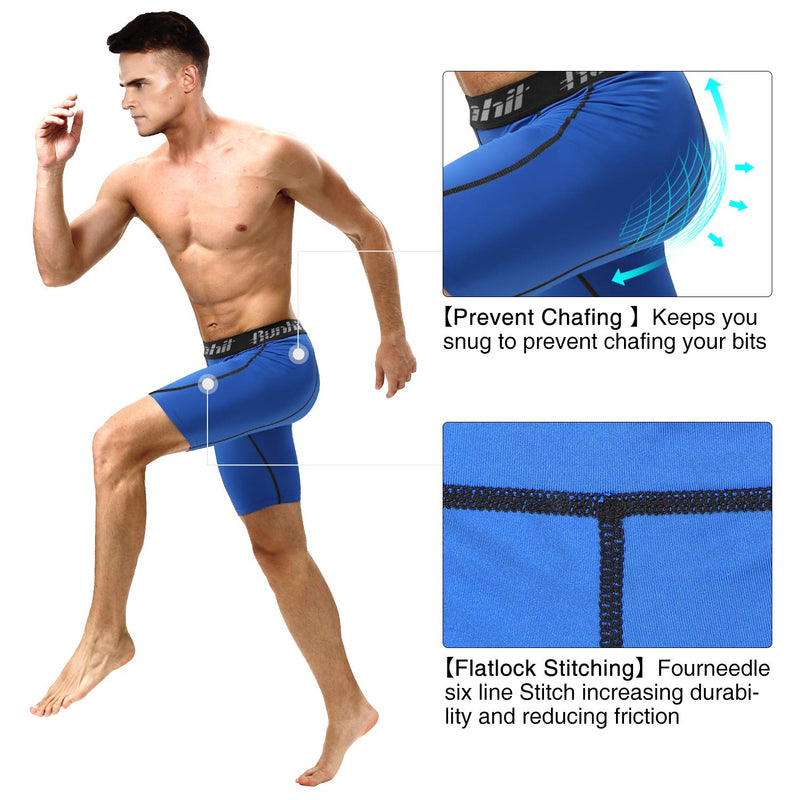 Runhit Compression Shorts Men Underwear Spandex Running Shorts Workout Athletic 3 Pack:black Grey,black Red,blue Small - BeesActive Australia