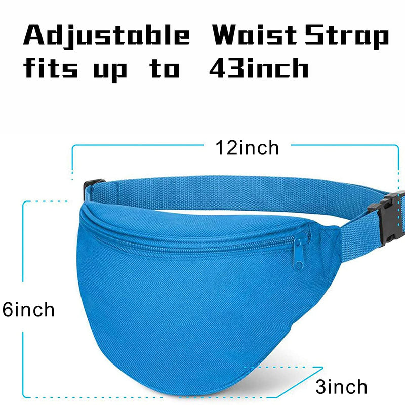 Fanny Pack, AirBuyW Adjustable Waist 2 Zipper Travel Sport Running Fanny Pack Bag (Neon Blue) Neon Blue - BeesActive Australia