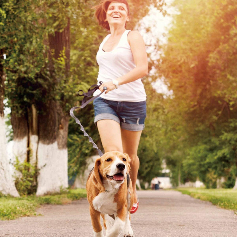 JESPET Hands Free Dog Leash for Running, Walking, Hiking Jogging for Medium & Large Dogs up to 150lbs, Durable Dual Handle Waist Leash with Reflective Bungee and Adjustable Waist Black - BeesActive Australia