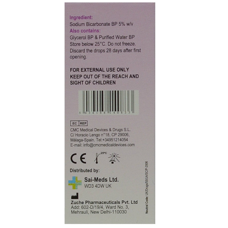 3 Packs of Sodium Bicarbonate Ear Drops (Sai-Meds) Softens Ear Wax and Eases Discomfort - BeesActive Australia