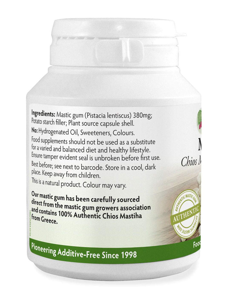 Natural Greek Chios (Xios) Mastic Gum 380mg x 90 Capsules, 100% Authentc Mastiha from Greece, Vegan, Magnesium Stearate Free & No Nasties, Manufactured in Wales - BeesActive Australia