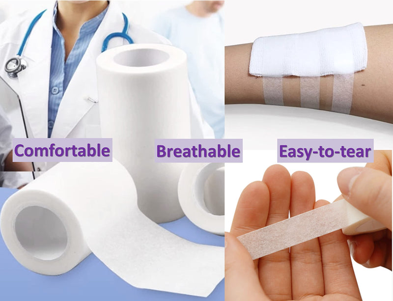 Safety+ Pack of 6-12 MICROPORE Surgical Tape First Aid Medical Tape Microporous Tape Strong, Breathable, Comfortable, Multipurpose Tape White Easy Tea (12 Rolls of 2.5cm x 10m) 12 Rolls of 2.5cm x 10m - BeesActive Australia