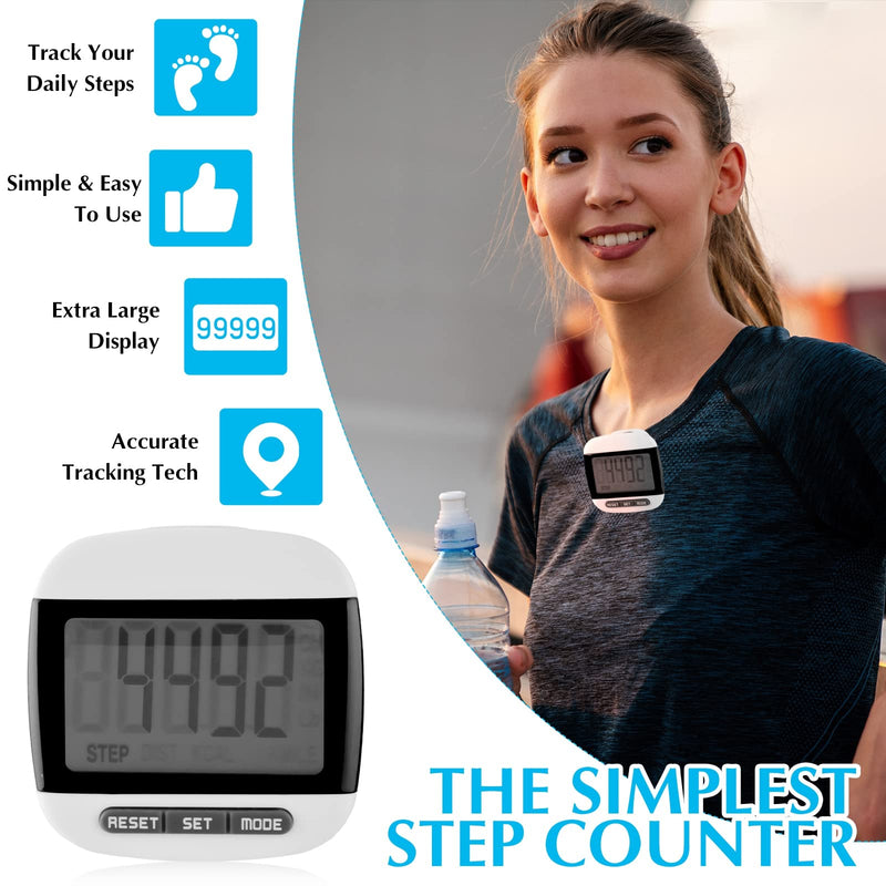 Huwena 12 Pcs Pedometer for Walking Step Counter for Walking Portable LCD Pedometers for Steps and Miles Clip on Step Tracker for Seniors Men Women Kids Sports Jogging Hiking Running Walking, Black - BeesActive Australia