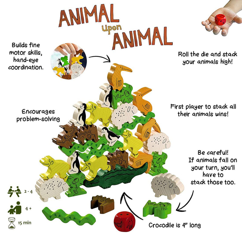 HABA Animal Upon Animal - Classic Wooden Stacking Game Fun for The Whole Family (Made in Germany), 4 years & up - BeesActive Australia