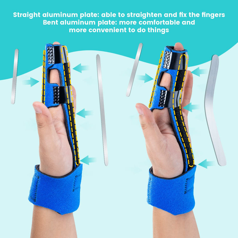 Fingers Splint,Adjustable Finger & Metacarpal Brace, 2 Aluminum Plate Support,Trigger Finger Splint, Finger Correction Immobilizer, Finger Fracture, Arthritis, Mallet Finger, Sprain (2-Fingers) 2-Fingers - BeesActive Australia