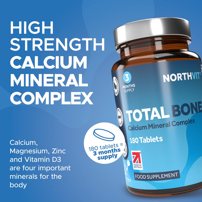 Total Bone� Calcium Mineral Complex, 180 Vegetarian Tablets (3 Month Supply), High Strength Osteo Tablets for Strong Bones & Teeth, Provides 100% NRV Calcium with Vitamin D, Zinc & Magnesium - BeesActive Australia