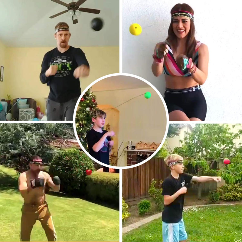 TEKXYZ Boxing Reflex Ball, 3 Difficulty Levels Boxing Ball with Headband, Softer Than Tennis Ball, Perfect for Reaction, Agility, Punching Speed, Fight Skill and Hand Eye Coordination Training - BeesActive Australia