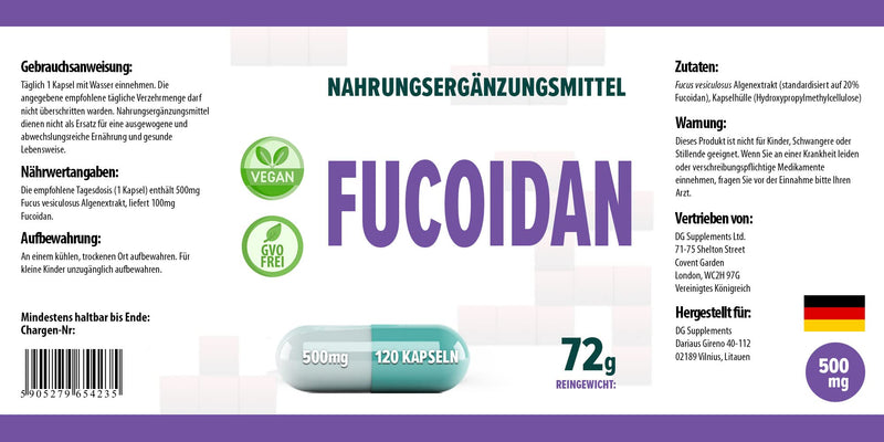 Fucoidan from Bladderwrack (Fucus vesiculosus) 500mg 120 Vegan Capsules, High Strength Supplement, Gluten and GMO Free - BeesActive Australia