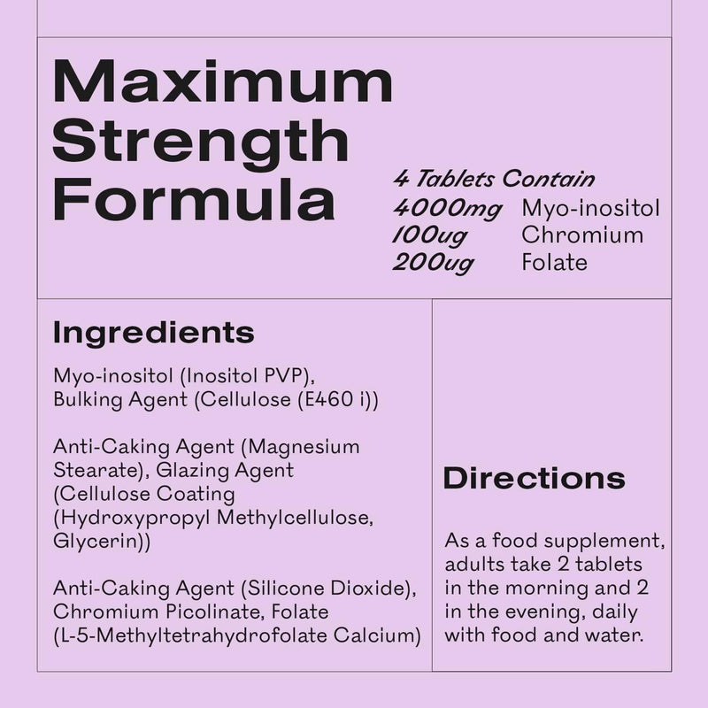 Myoplus - Myo-inositol PCOS Supplement - 4000mg Myo-Inositol, 200ug Folate & 100ug Chromium Daily Intake - Inositol Tablets - 120 Vegan Tablets - UK Manufactured by MyOva 120 Count (Pack of 1) - BeesActive Australia