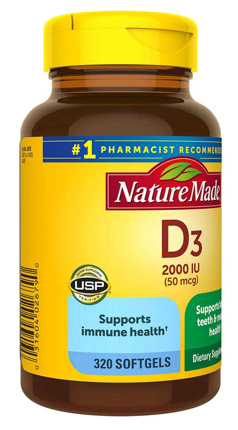Nature Made Vitamin D3 2000iu 320 Ct. Soft Gels (Packaging May Vary) - BeesActive Australia