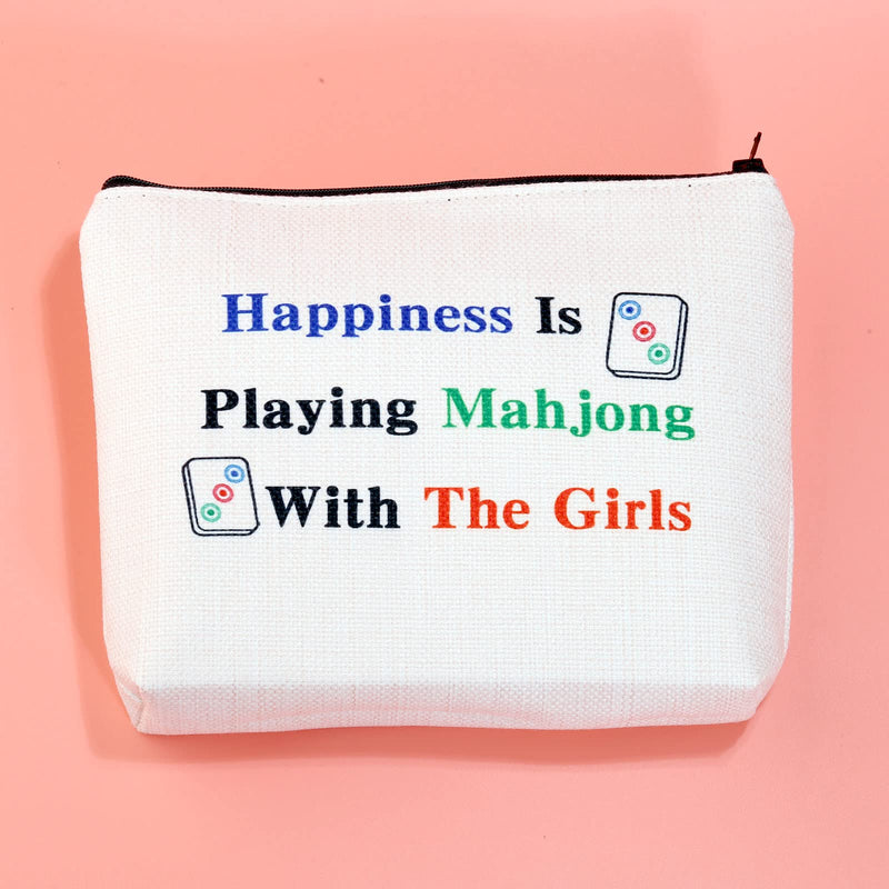 JXGZSO Mahjong Bag Happiness is Playing Mahjong with The Girl Board Game Bag for Lucky Mahjong Player Mahjong Girl - BeesActive Australia