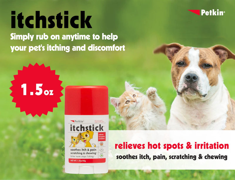 Petkin Anti Itch Stick for Pets - Simply Rub on Anytime to Provide Pain & Itching Relief for Dogs & Cats on Contact - Bitter Taste Stops Licking & Chewing - 1.5 oz Net Weight -Ideal for Home or Travel 1 Pack - BeesActive Australia