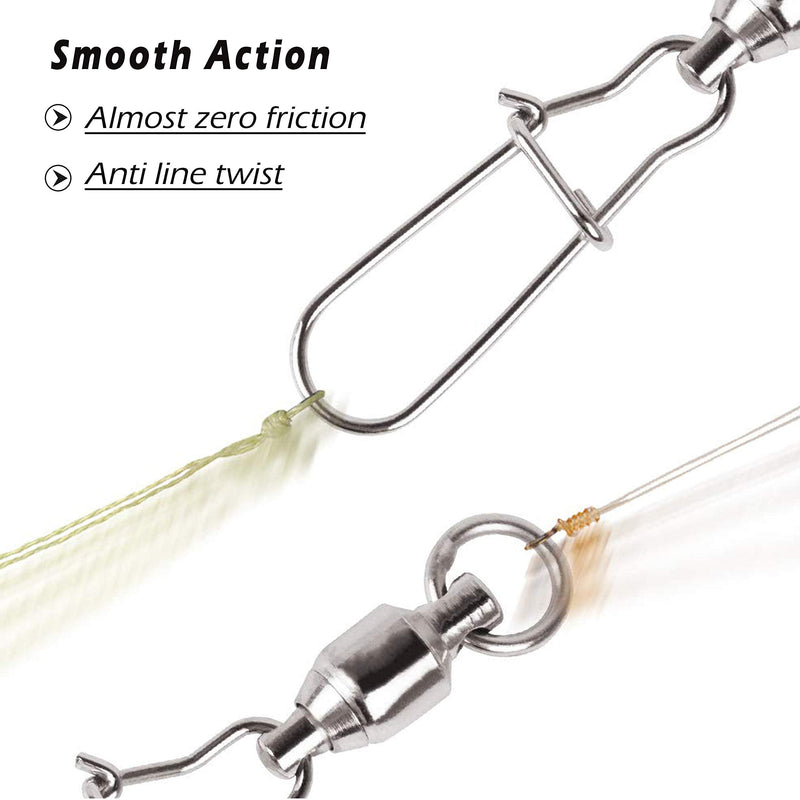 Fishing Ball Bearing Swivels with Duo Lock Snaps - 25Pcs Copper Stainless Steel Welding Rings Fishing line connectors High Strength Saltwater Big Game Fishing Swivel Size 2 (50lb) 25 Pack - BeesActive Australia