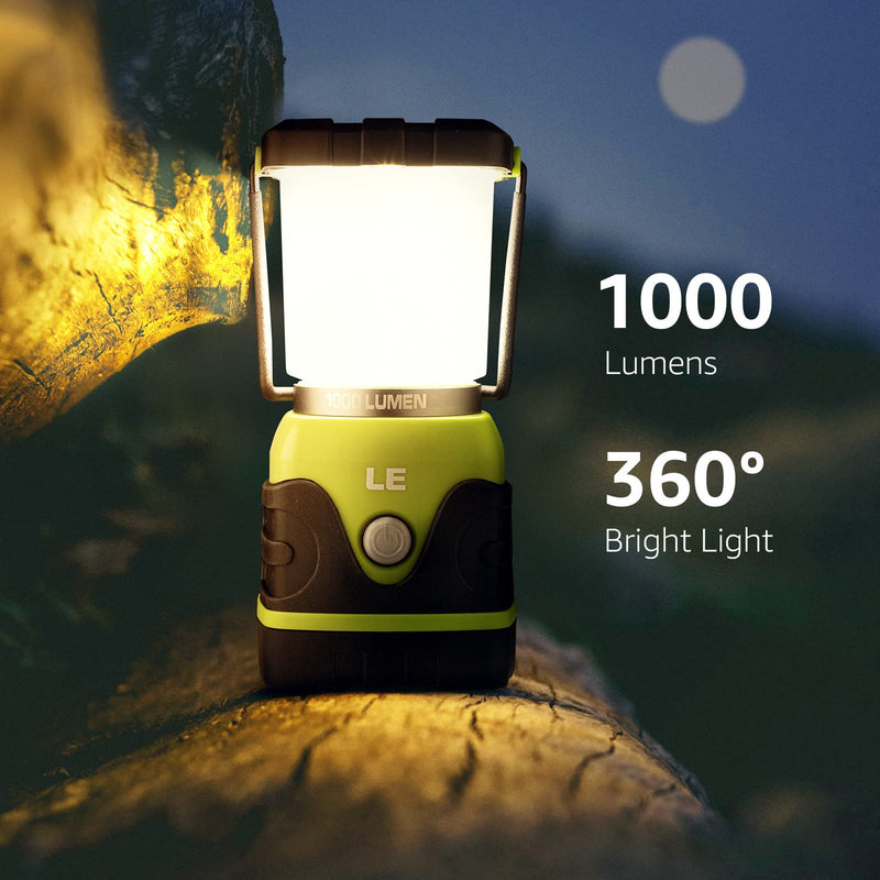 LE LED Camping Lantern, Battery Powered LED with 1000LM, 4 Light Modes, Waterproof Tent Light, Perfect Lantern Flashlight for Hurricane, Emergency, Survival Kits, Hiking, Fishing, Home and More - BeesActive Australia