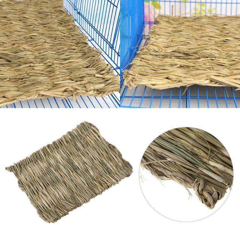 Hamiledyi Grass Mat Woven Bed Mat for Small Animal Large Bunny Bedding Nest Chew Toy Bed Play Toy for Guinea Pig Parrot Rabbit Bunny Hamster Rat 4L grass - BeesActive Australia