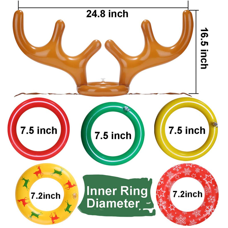 [AUSTRALIA] - Uniqhia 2 Sets Inflatable Reindeer Antler Ring Toss Game (2 Antlers 20 Rings) for Christmas Party Games Brown Anlter 