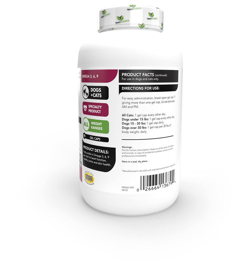 VETRISCIENCE Omega 3 Fish Oil for Dogs and Cats, 90 Soft Gels - Skin and Coat, Heart Health and Immune Support Fish Oil Supplement - BeesActive Australia
