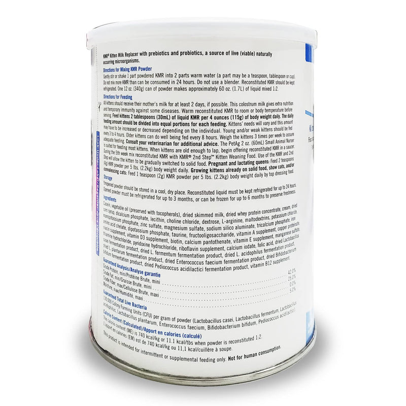 PetAg KMR Kitten Milk Replacer Powder - Prebiotics and Probiotics - Newborn to Six Weeks - Kitten Formula 12 Ounce (Pack of 1) - BeesActive Australia
