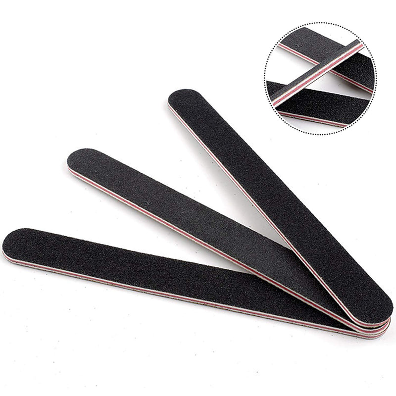 Nail File 10 PCS Professional Double Sided 100/180 Grit Nail Files Emery Board Black Manicure Pedicure Tool and Nail Buffering Files - BeesActive Australia