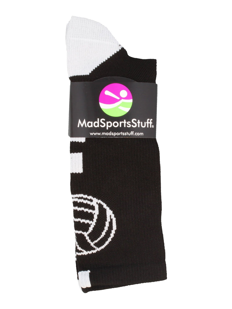 [AUSTRALIA] - MadSportsStuff Volleyball Logo Crew Socks (Multiple Colors) Black/White Medium 