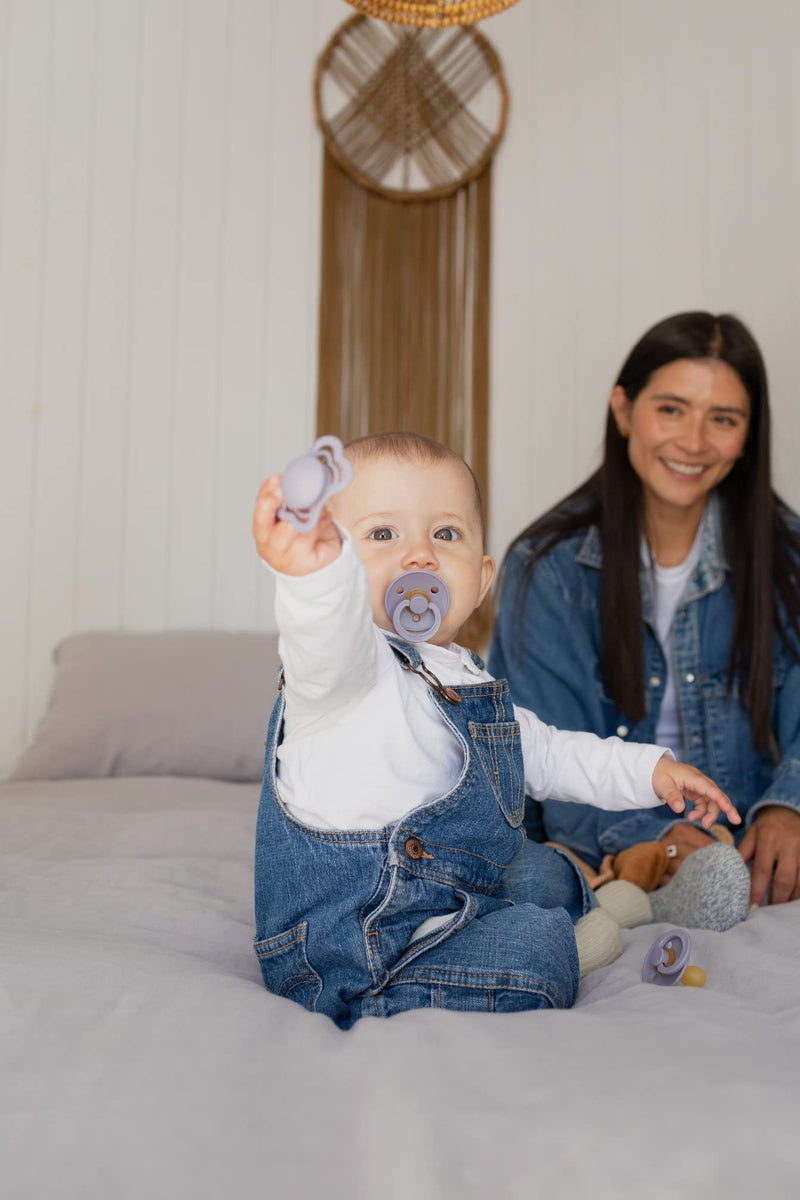 BIBS Pacifiers | Natural Rubber Baby Pacifier | Set of 2 BPA-Free Soothers | Made in Denmark | Baby Blue/White | Size 0-6 Months - BeesActive Australia