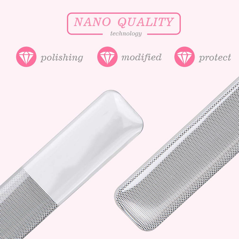 Luoran Nano Glass Nail File Crystal Nail Shiner Mini Buffer Block with Portable Case for Natural Nail Care 3.5 Inch - BeesActive Australia