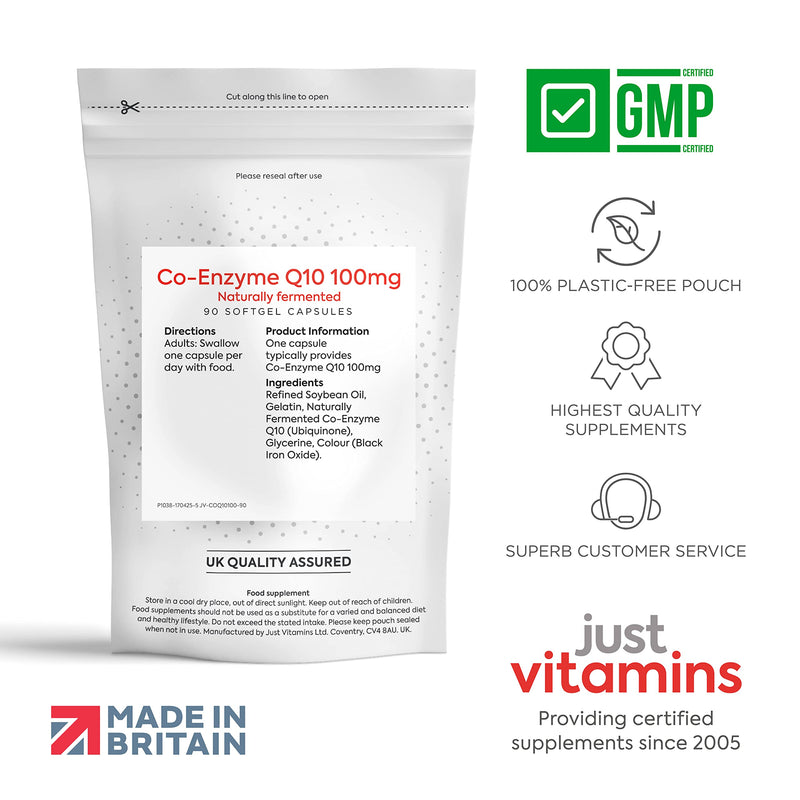 Co-Enzyme Q10 (CoQ10) 100mg - 90 Capsules | 3 Month Supply 100% Pure Co Q10 Premium Naturally Fermented & Oil Encapsulated for High Absorption - Quality Assured Coenzyme Q10 Supplement - UK Made - BeesActive Australia