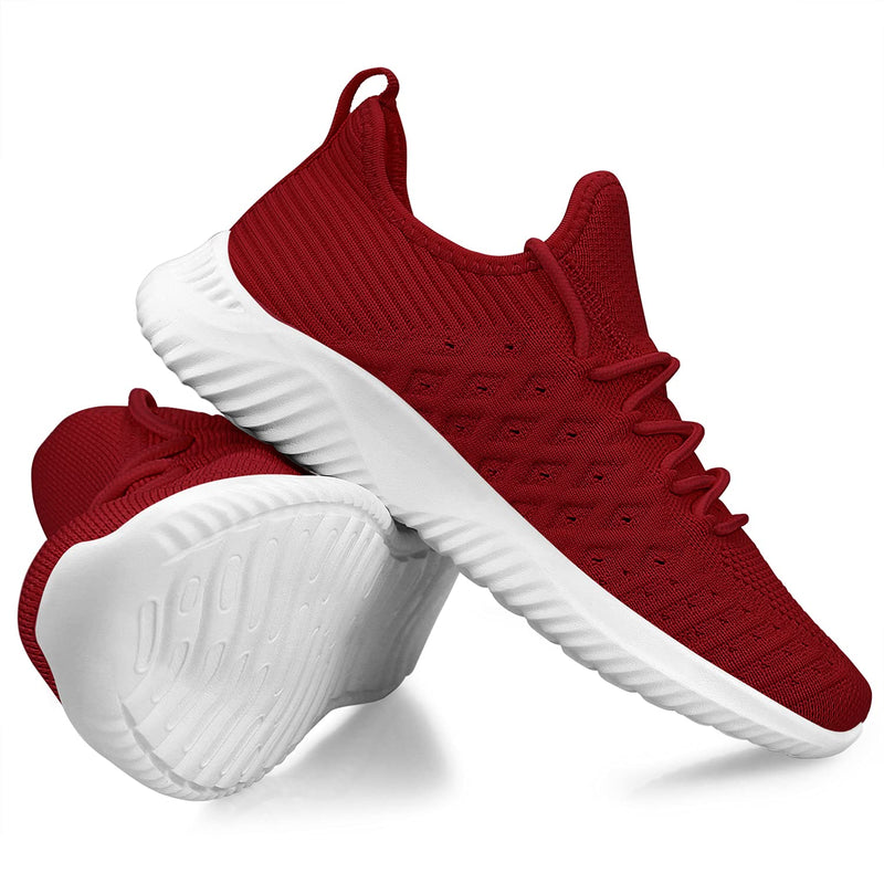 Feethit Womens Slip On Walking Shoes Non Slip Running Shoes Breathable Lightweight Gym Sneakers 7 Burgundy - BeesActive Australia