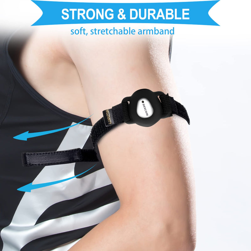 Armband Compatible with Dexcom G7, 8" to 19" Adjustable Arm Band for Adhesive Patches Waterproof Accessories, CGM Continuous Glucose Monitor System Transmitter Sensor Cover (Black) Black - BeesActive Australia