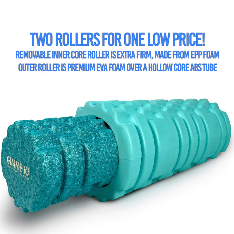 Gimme 10 Foam Roller for Deep Tissue Massager for Muscle and Myofascial Trigger Point Release - Turquoise 2 Piece Aqua - BeesActive Australia