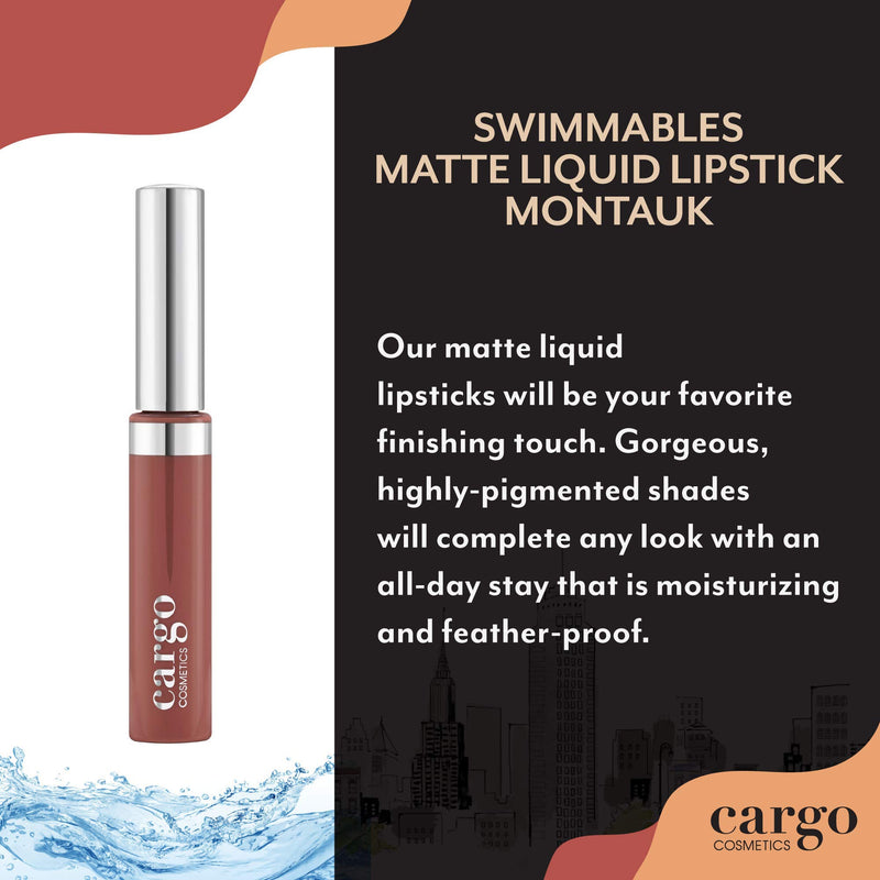 Cargo Cosmetics Swimmables Matte Lipstick, Liquid Lipstick for Women, Waterproof Lipstick Montauk (Deep Red) 0.17 Ounce - BeesActive Australia