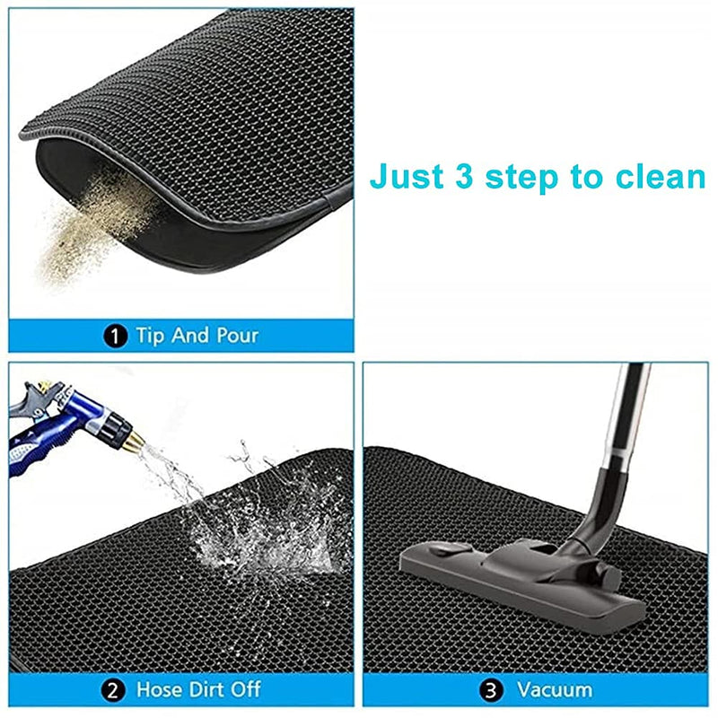 JIA.L Cat Litter Mat Kitty Litter Trapping Mat Honeycomb Mats Waterproof Double Layer Anti Tracking Kitty Mats Catcher Litter Tray Box Rug Carpet 19.7'' x 15.7'' black - BeesActive Australia