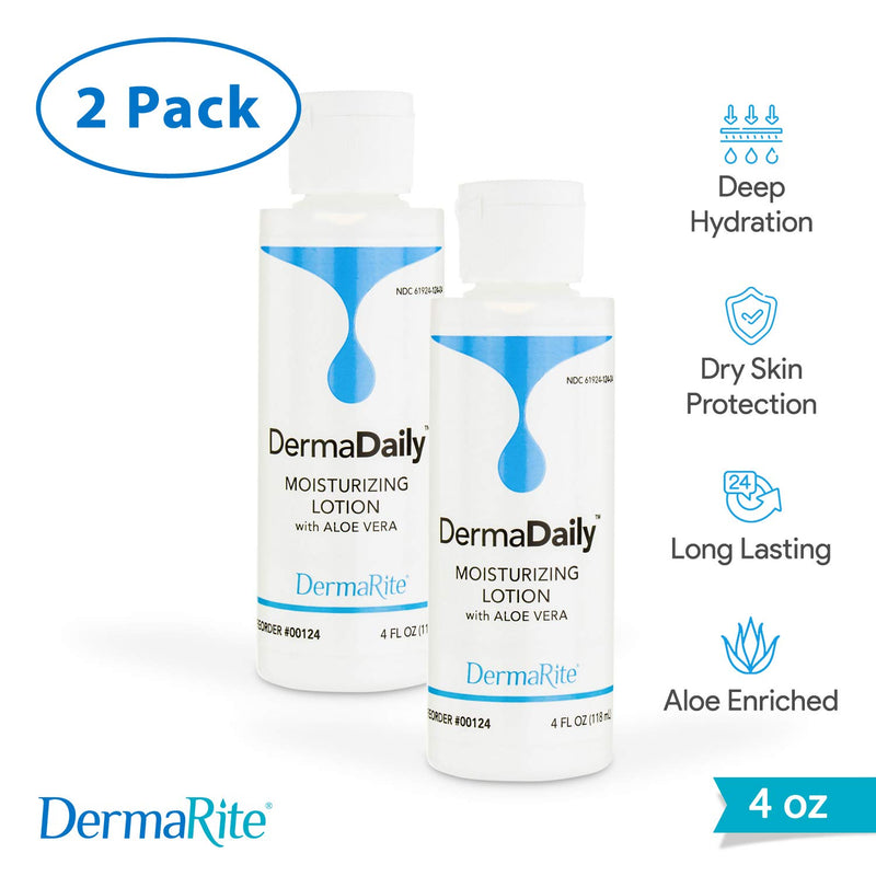 DermaDaily Moisturizing Lotion - 2 Pack, 4 Oz - Hand and Body Moisturizer- Long-Lasting Protection, No Greasy After Feel, Scented Lotion, with Aloe Vera - BeesActive Australia