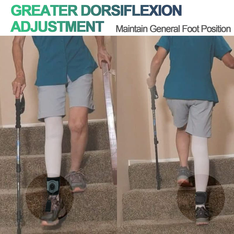 JOMECA Drop Foot Brace with Reel-Adjust Dorsiflexion Drop Foot Support Lifting Up Foot Drop Brace for Walking with Shoes for Foot Drop Cause by ALS,MS,Stroke,Diabetic Neuropathy AFO Fit Women & Men (1, Gray-Black) 1 - BeesActive Australia