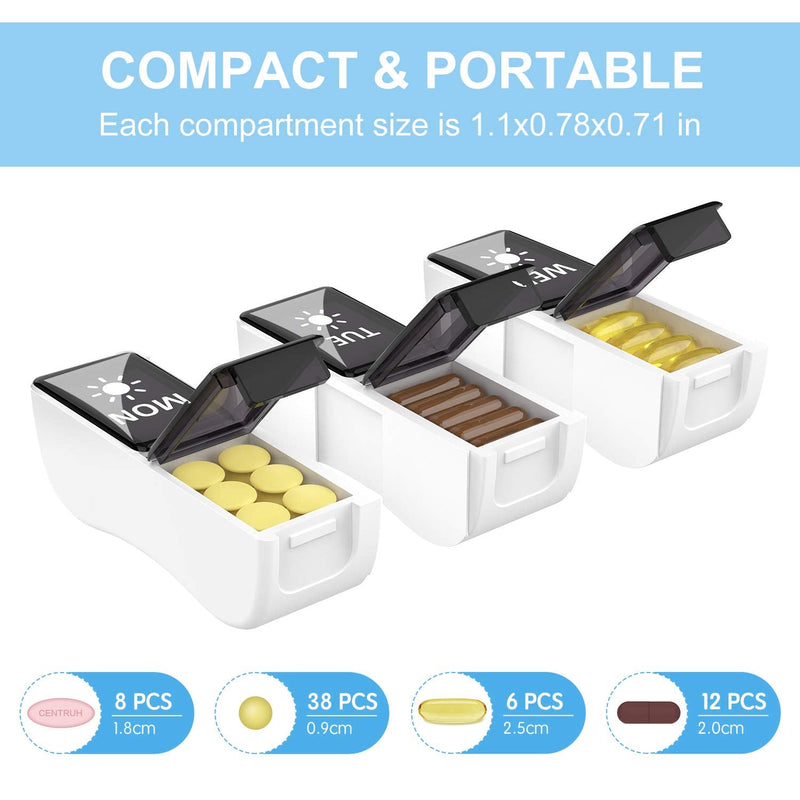 Pill Box Organiser 2 Times a Day, Pill Boxes 7 Day Twice a Day, Small Weekly Pill Box Case with 14 Compartments, Black (001) - BeesActive Australia