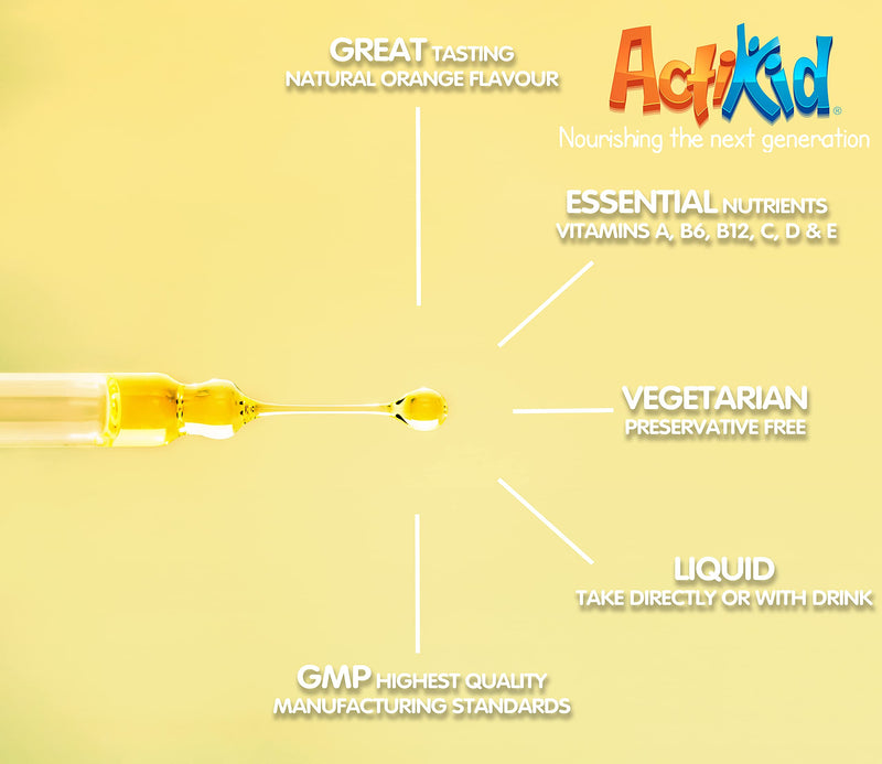 ActiKid Multi-Vitamin Drops 25ml, Gelatine Free (Vitamin Drops for Babies, Infants and Children), Immunity Boost - BeesActive Australia