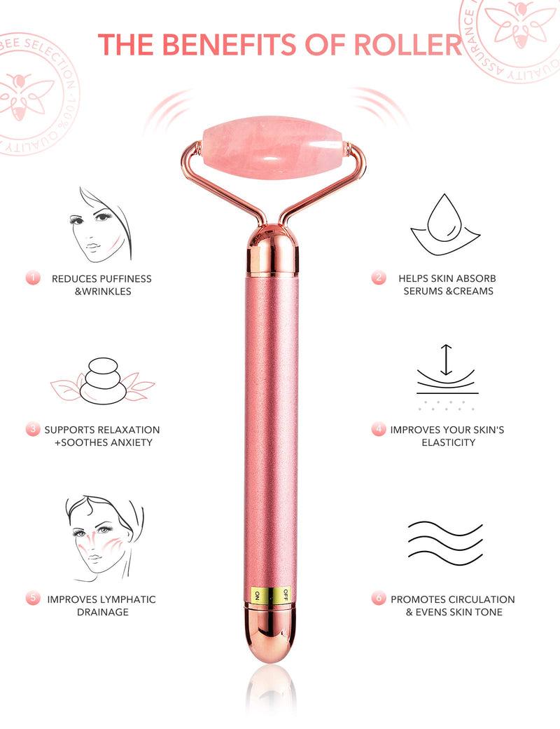 3in1 Face Massager For Women 3D V Line Lifting Rose Quartz Face Roller Skin Care Tools Electric Vibrating Eye Massager Tool Face Lift Double Chin Reducer HANABEE Anti Aging Facial Massager Skin Roller Rose Golden - BeesActive Australia