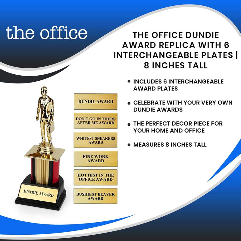 Toynk/Just Funky The Office Dundie Award Replica Trophy | Host Your Own The Office Dundies Awards Ceremony | Includes 6 Interchangeable Title Plates | Measures 8 Inches Tall - BeesActive Australia