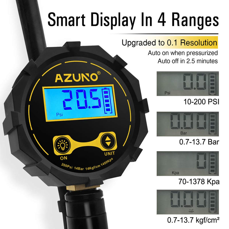 AZUNO Bike Tire Inflator with Pressure Gauge - Bicycle Presta and Schrader Air Compressor Tool - BeesActive Australia