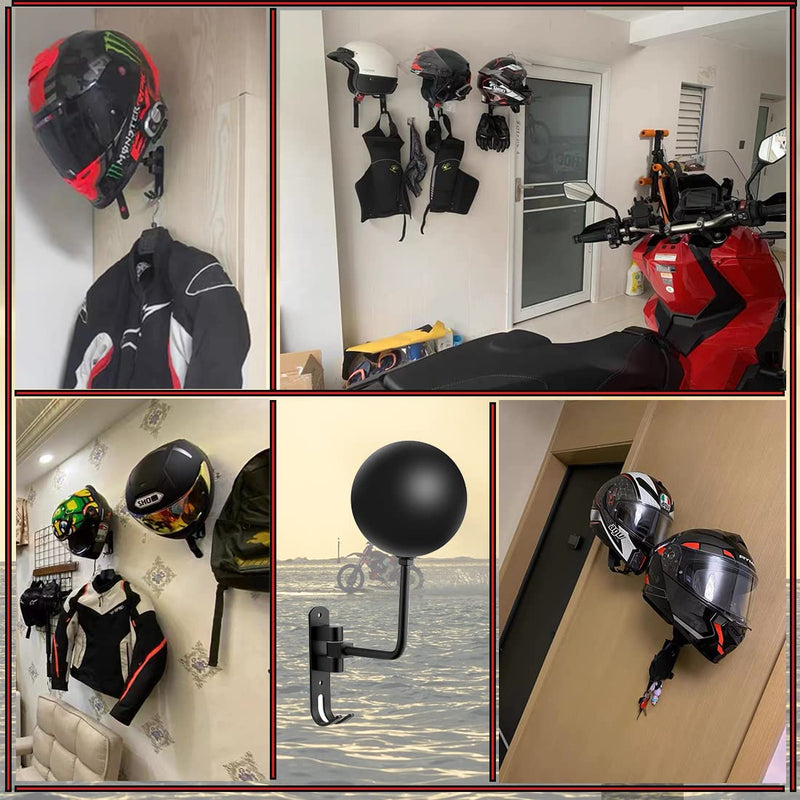 SNAGMO 180° Motorcycle Helmet Rack, Rotation Metal Helmet Holder Wall Mount, Helmet Holder Bike with 2 Hooks Helmet Hanger for Motorcycle Bike Coats, Caps, Baseballs, Rugby Helmet (Wall Mounted) - BeesActive Australia