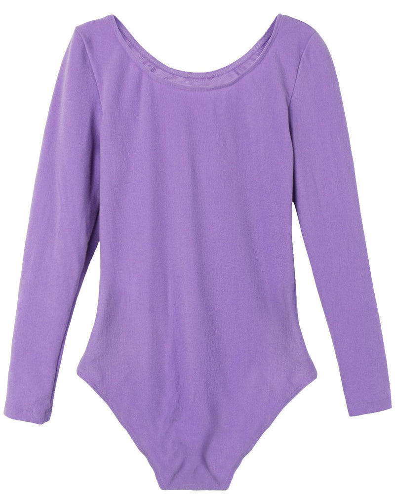 Freebily Kids Girls Short/Long Sleeves Basic Ballroom Gymnastics Active Leotard Ballet Dance wear Athletic Tank Tops Lavender (Long Sleeve) 12 - BeesActive Australia