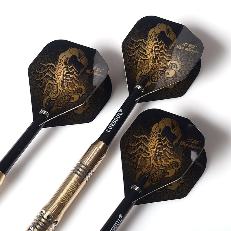 [AUSTRALIA] - CUESOUL Steel Tip Darts Set 20/22/24 Grams with Deluxe PU Darts case-Black Scorpion Series F3203-24g 