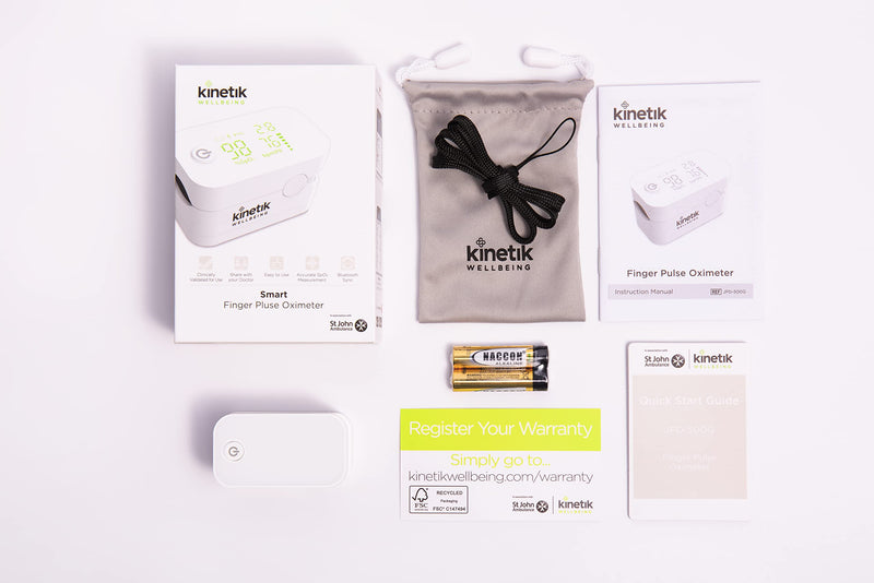 Kinetik Wellbeing Smart Finger Pulse Oximeter – In Association with St John Ambulance - BeesActive Australia