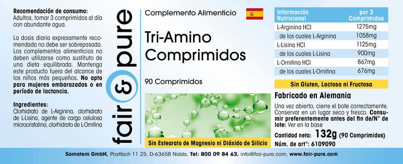 Fair & Pure® - Amino Acid Tablets - arginine, ornithine and lysine - Vegan - 90 Tablets - BeesActive Australia