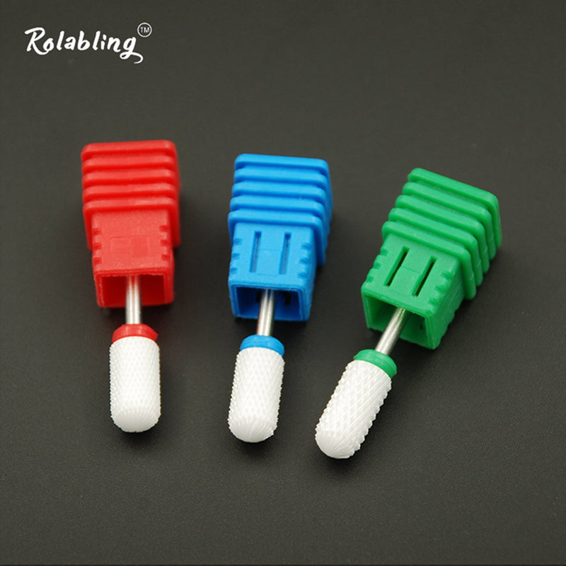 Rolabling Round Head Ceramic Nail Drill Bit for Electric Nail Drill Manicure Machine Accessories Tool (Red Fine) Red Fine - BeesActive Australia