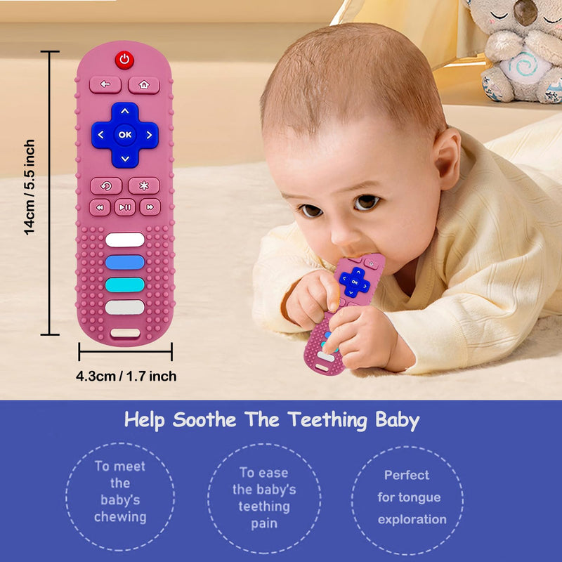 3 Pack Remote Control Shape Silicone Teethers for Babies Chew Toys, Teething Toys for Infant Toddlers,Baby Remote Control Toy (Black&Blue&Pink) Black&Blue&Pink - BeesActive Australia