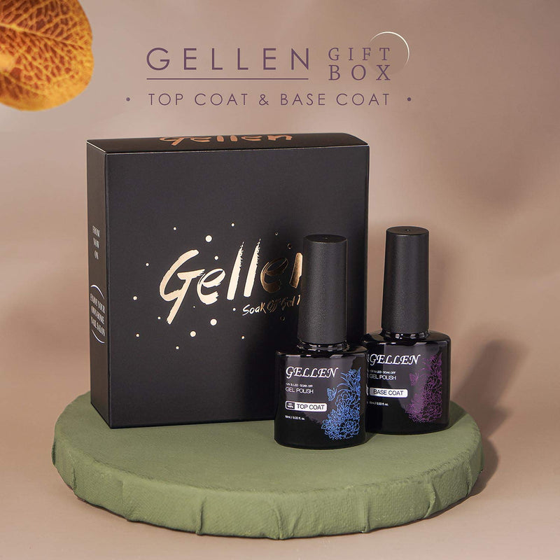 Gellen Base Coat Top Coat, for Gel Nails Polish UV LED Soak Off No Wipe Glossy Top Coat Long Lasting Home Gel Manicure Kit - 0.33 Fl oz2 - BeesActive Australia