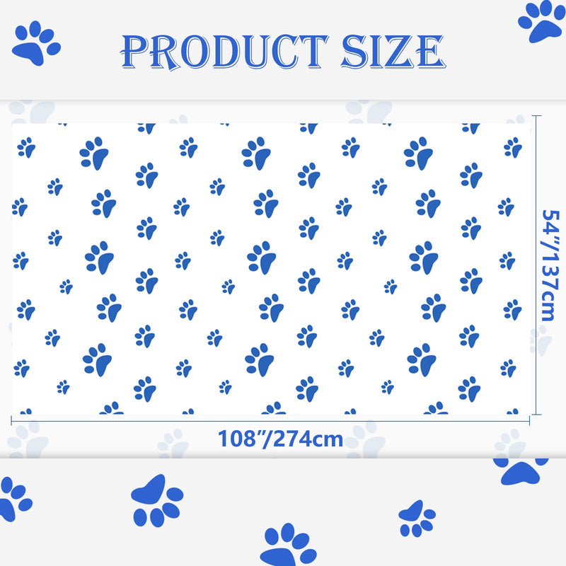 4 Pack Puppy Paw Print Tablecloth, 54x108'' Blue Plastic Disposable Table Cover for Pet Themed Party Decoration for Cat Dog Birthday Party Supplies Lets Pawty Party Supplies 4 Pack - BeesActive Australia