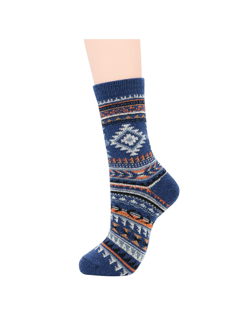 Century Star Mens Athletic Socks Warm Socks Cozy Wool Socks Hiking Trekking Crew Socks For Christmas One Size 4 Pairs Diamond Stripe - BeesActive Australia